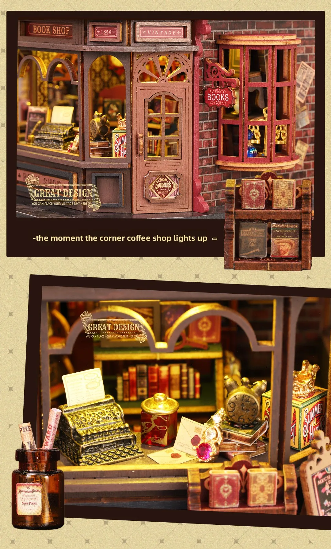 DIY 3D Wooden Coffee House Boo - đánh giá và giá Model Kit House